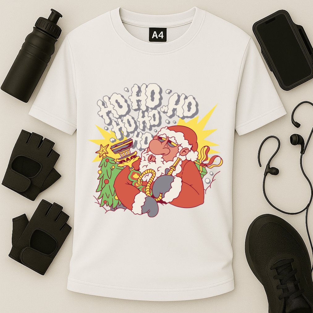 Santa Claus Smoking Hookah Cooling Performance Crew T-Shirt