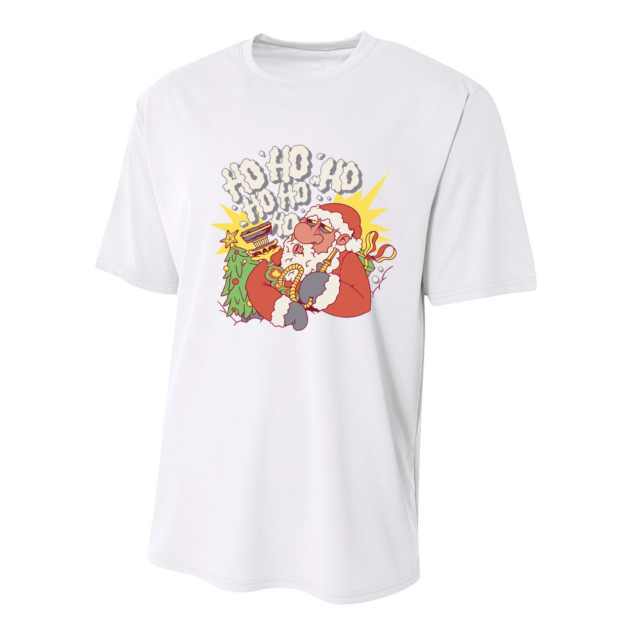 Santa Claus Smoking Hookah Youth Performance Sprint T-Shirt