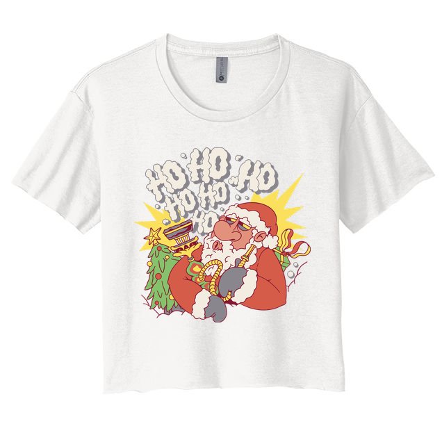 Santa Claus Smoking Hookah Crop Top