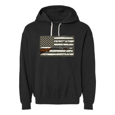 Sporting Clays Skeet USA Flag Clay Target Shooting Garment-Dyed Fleece Hoodie