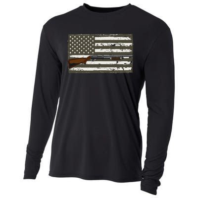 Sporting Clays Skeet USA Flag Clay Target Shooting Cooling Performance Long Sleeve Crew