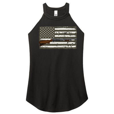 Sporting Clays Skeet USA Flag Clay Target Shooting Women’s Perfect Tri Rocker Tank