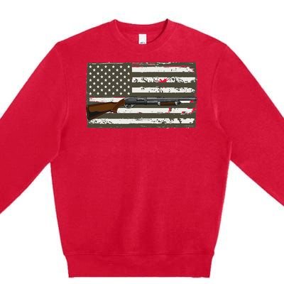 Sporting Clays Skeet USA Flag Clay Target Shooting Premium Crewneck Sweatshirt