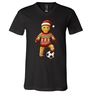 Soccer Christmas Soccer Ugly Christmas V-Neck T-Shirt