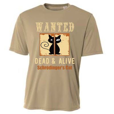 Schroedingers Cat Science Graphic Wanted Dead & Alive Quote Cooling Performance Crew T-Shirt