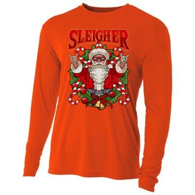 Sleigher Christmas Santa Claus Rock Metal Music Dad Teen Cool Gift Cooling Performance Long Sleeve Crew