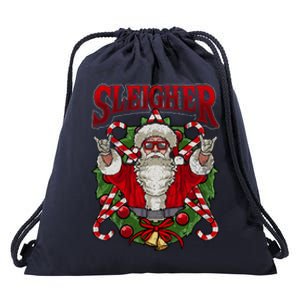 Sleigher Christmas Santa Claus Rock Metal Music Dad Teen Cool Gift Drawstring Bag