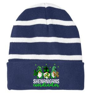 Shenanigans Coordinator St Patricks Day Gnomes Green Proud Striped Beanie with Solid Band