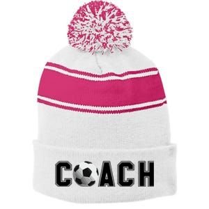 Soccer Coach Stripe Pom Pom Beanie