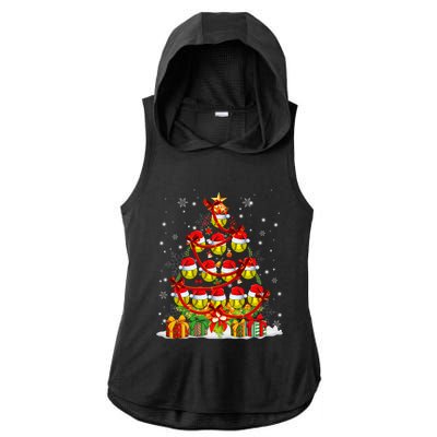 Santa Claus Softball Ball Xmas Tree Lights Merry Christmas Gift Ladies PosiCharge Tri-Blend Wicking Draft Hoodie Tank