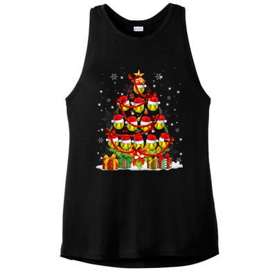 Santa Claus Softball Ball Xmas Tree Lights Merry Christmas Gift Ladies PosiCharge Tri-Blend Wicking Tank