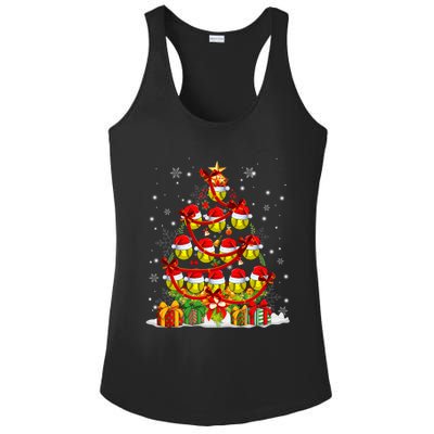 Santa Claus Softball Ball Xmas Tree Lights Merry Christmas Gift Ladies PosiCharge Competitor Racerback Tank