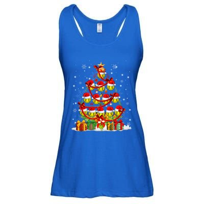 Santa Claus Softball Ball Xmas Tree Lights Merry Christmas Gift Ladies Essential Flowy Tank