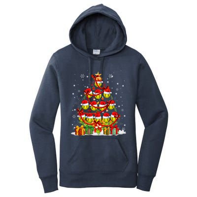 Santa Claus Softball Ball Xmas Tree Lights Merry Christmas Gift Women's Pullover Hoodie