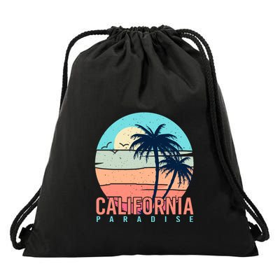 Surfing California Summer Paradise Palm Beach Gift Drawstring Bag