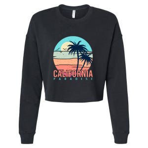 Surfing California Summer Paradise Palm Beach Gift Cropped Pullover Crew