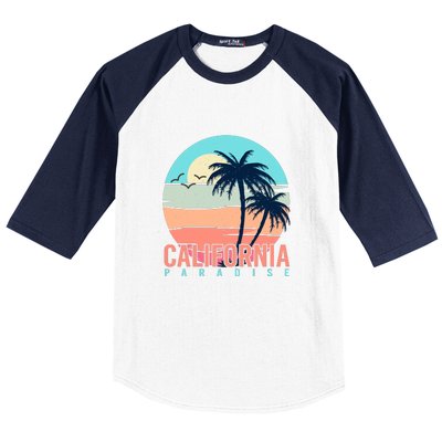 Surfing California Summer Paradise Palm Beach Gift Baseball Sleeve Shirt