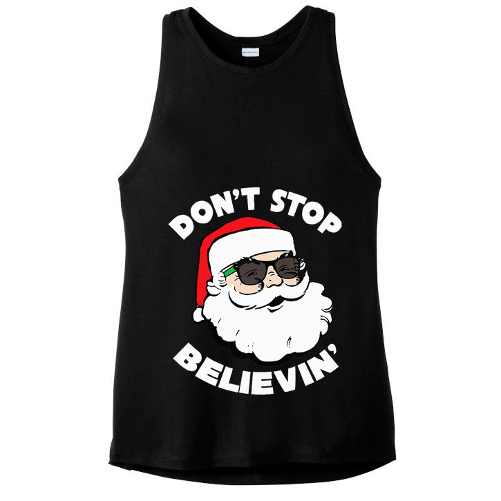 Santa Claus Sunglasses  Funny Santa Shades Christmas Santa  Ladies PosiCharge Tri-Blend Wicking Tank