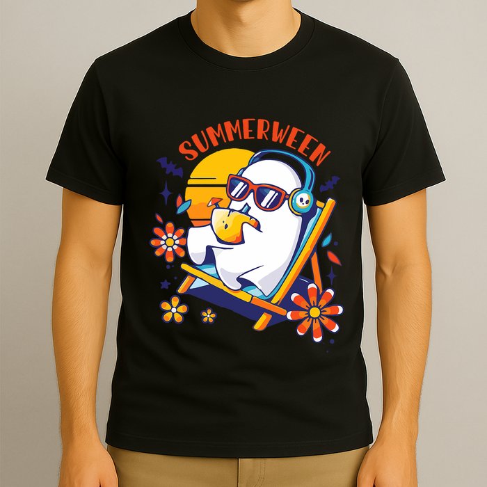 Summerween Cute Spooky Summer Ghost Halloween Lover T-Shirt