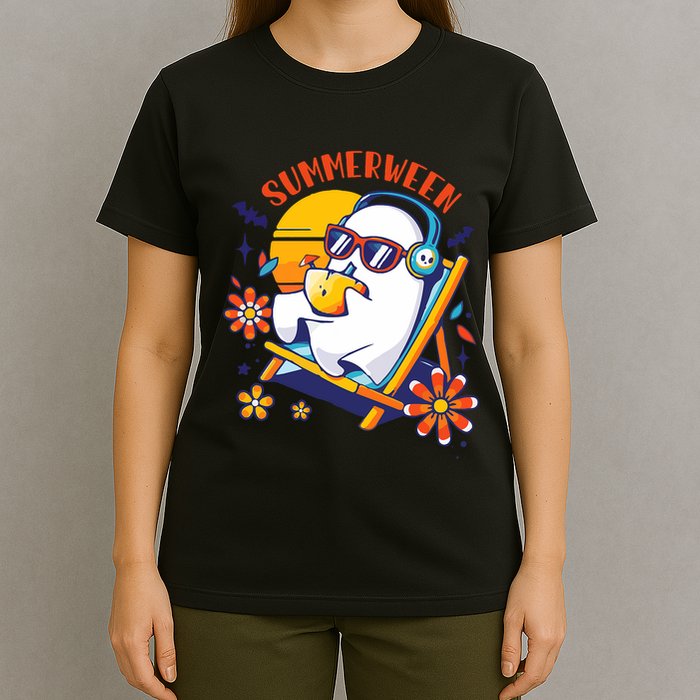 Summerween Cute Spooky Summer Ghost Halloween Lover T-Shirt