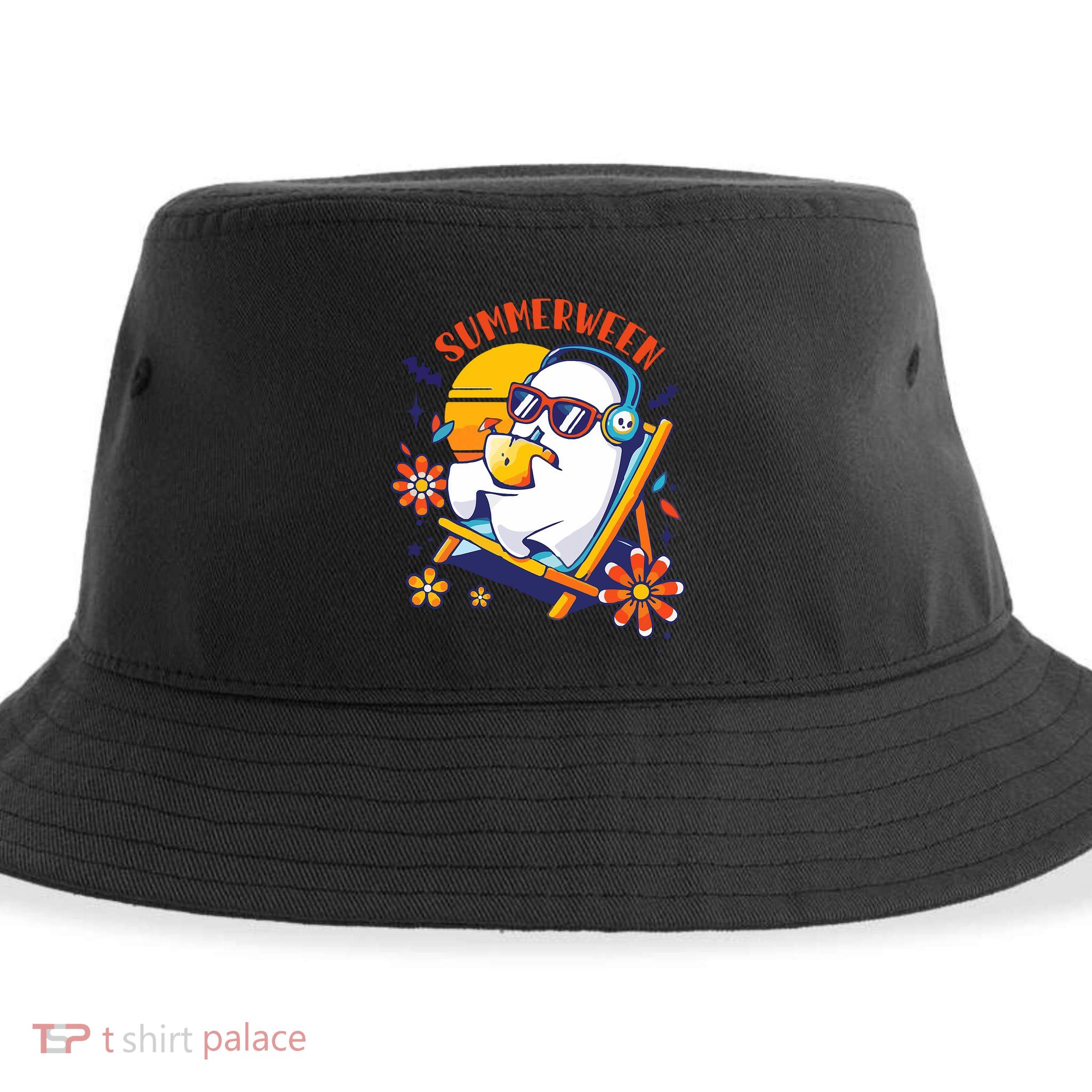 Summerween Cute Spooky Summer Ghost Halloween Lover Sustainable Bucket Hat