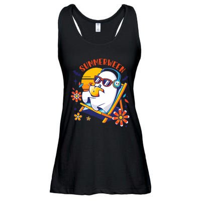 Summerween Cute Spooky Summer Ghost Halloween Lover Ladies Essential Flowy Tank