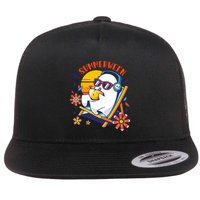 Summerween Cute Spooky Summer Ghost Halloween Lover Flat Bill Trucker Hat