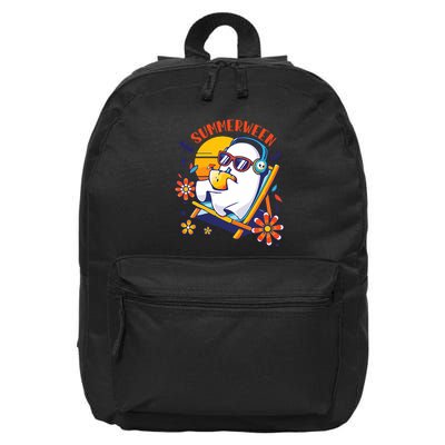 Summerween Cute Spooky Summer Ghost Halloween Lover 16 in Basic Backpack