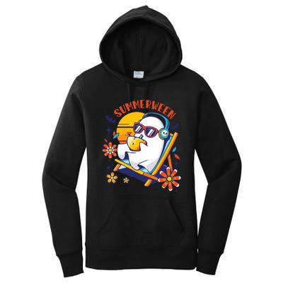 Summerween Cute Spooky Summer Ghost Halloween Lover Women's Pullover Hoodie