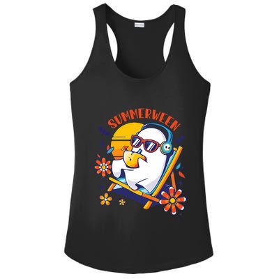 Summerween Cute Spooky Summer Ghost Halloween Lover Ladies PosiCharge Competitor Racerback Tank