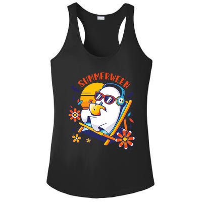 Summerween Cute Spooky Summer Ghost Halloween Lover Ladies PosiCharge Competitor Racerback Tank