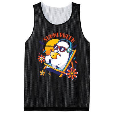 Summerween Cute Spooky Summer Ghost Halloween Lover Mesh Reversible Basketball Jersey Tank