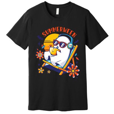 Summerween Cute Spooky Summer Ghost Halloween Lover Premium T-Shirt