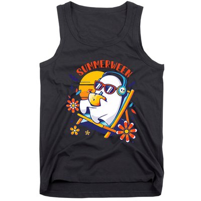 Summerween Cute Spooky Summer Ghost Halloween Lover Tank Top