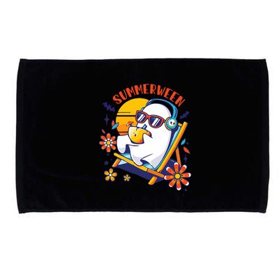 Summerween Cute Spooky Summer Ghost Halloween Lover Microfiber Hand Towel