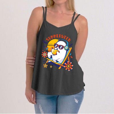 Summerween Cute Spooky Summer Ghost Halloween Lover Women's Strappy Tank