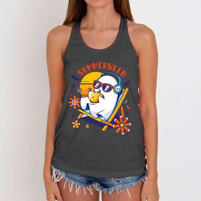 Summerween Cute Spooky Summer Ghost Halloween Lover Women's Knotted Racerback Tank