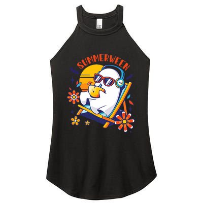 Summerween Cute Spooky Summer Ghost Halloween Lover Women's Perfect Tri Rocker Tank