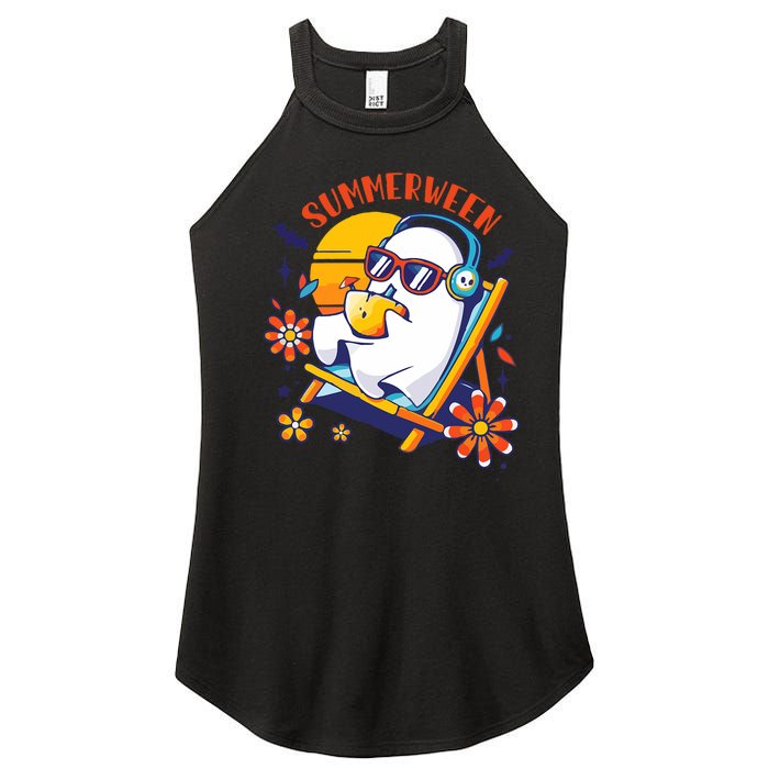 Summerween Cute Spooky Summer Ghost Halloween Lover Women's Perfect Tri Rocker Tank