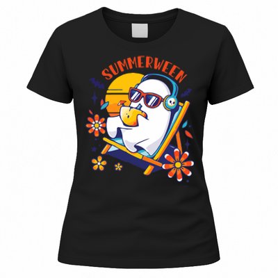 Summerween Cute Spooky Summer Ghost Halloween Lover Women's T-Shirt