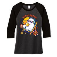 Summerween Cute Spooky Summer Ghost Halloween Lover Women's Tri-Blend 3/4-Sleeve Raglan Shirt