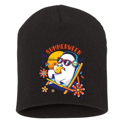 Summerween Cute Spooky Summer Ghost Halloween Lover Short Acrylic Beanie
