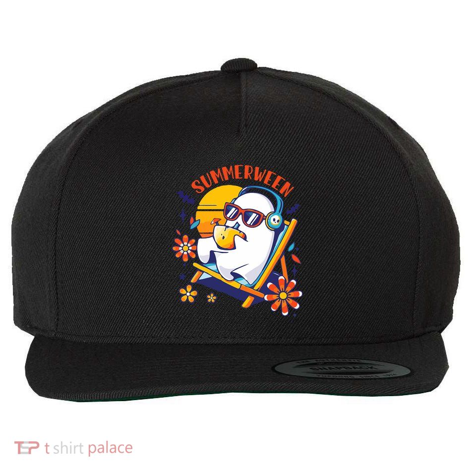Summerween Cute Spooky Summer Ghost Halloween Lover Wool Snapback Cap