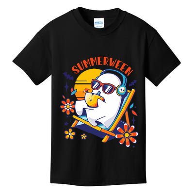 Summerween Cute Spooky Summer Ghost Halloween Lover Kids T-Shirt