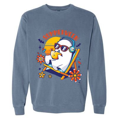Summerween Cute Spooky Summer Ghost Halloween Lover Garment-Dyed Sweatshirt