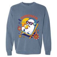 Summerween Cute Spooky Summer Ghost Halloween Lover Garment-Dyed Sweatshirt