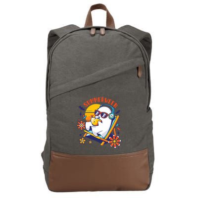 Summerween Cute Spooky Summer Ghost Halloween Lover Cotton Canvas Backpack