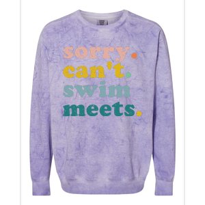 Sorry Can't Swim Meets Funny Retro Swimming Coach Swimmer Colorblast Crewneck Sweatshirt