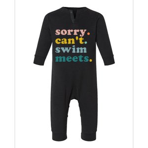 Sorry Can't Swim Meets Funny Retro Swimming Coach Swimmer Infant Fleece One Piece