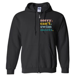 Sorry Can't Swim Meets Funny Retro Swimming Coach Swimmer Full Zip Hoodie